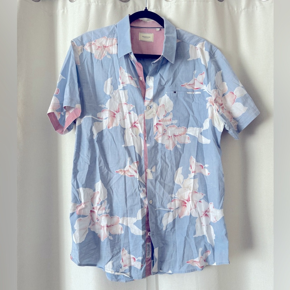 7 Diamonds Men’s L Floral Print button up Polo